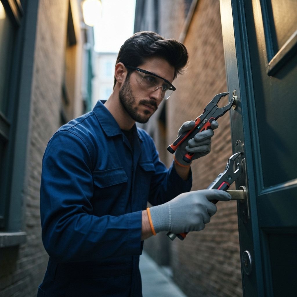 Professioneller Schlüsseldienst bei der Arbeit